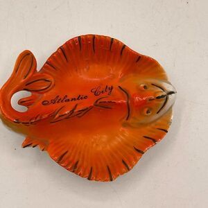 Vintage Atlantic City Souvenir Stingray Orange Ashtray/Dish